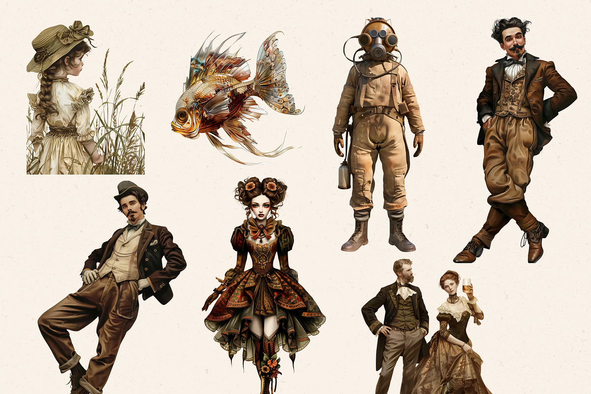VICTORIAN WOMEN SURREAL CLIPART PACK, a Person Illustration by Daring Digies (Photo 7 of 10)