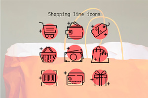 Shopping Line Icons, an Outline Icon by Lyolya Profitrolya