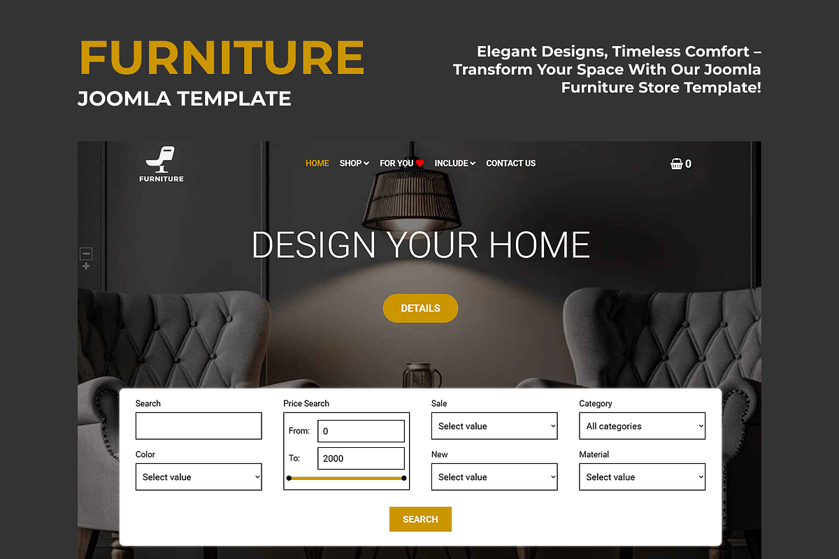 Furniture Joomla template, a HTML Template by Ordasoft