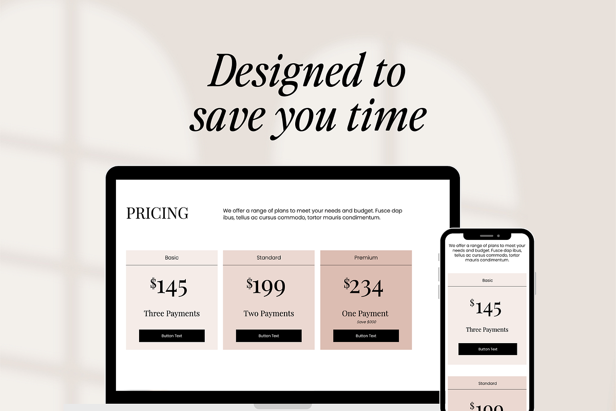 5 Showit Pricing Add-On Canvases, a Websites & App Template by Amanda Pena Design (Photo 7 of 8)
