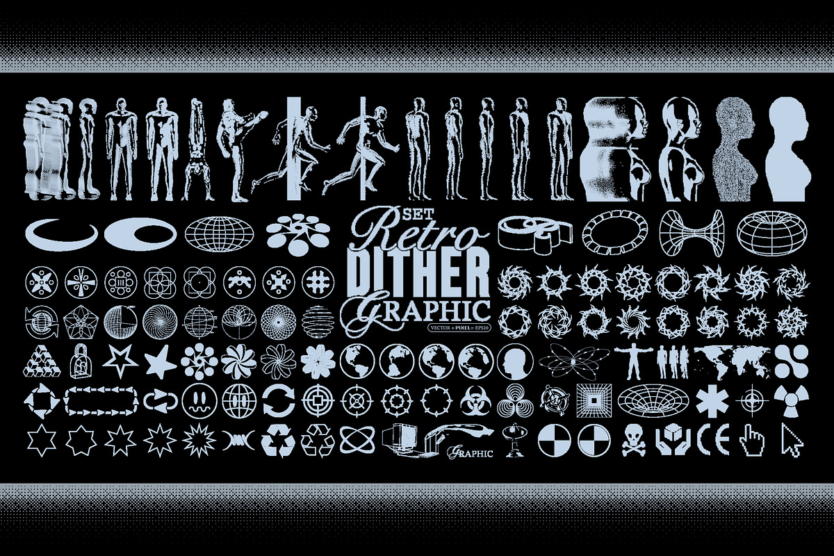 Retro Futuristic Dither Graphic, an Object Graphic by BonkiStudio (Photo 1 of 6)