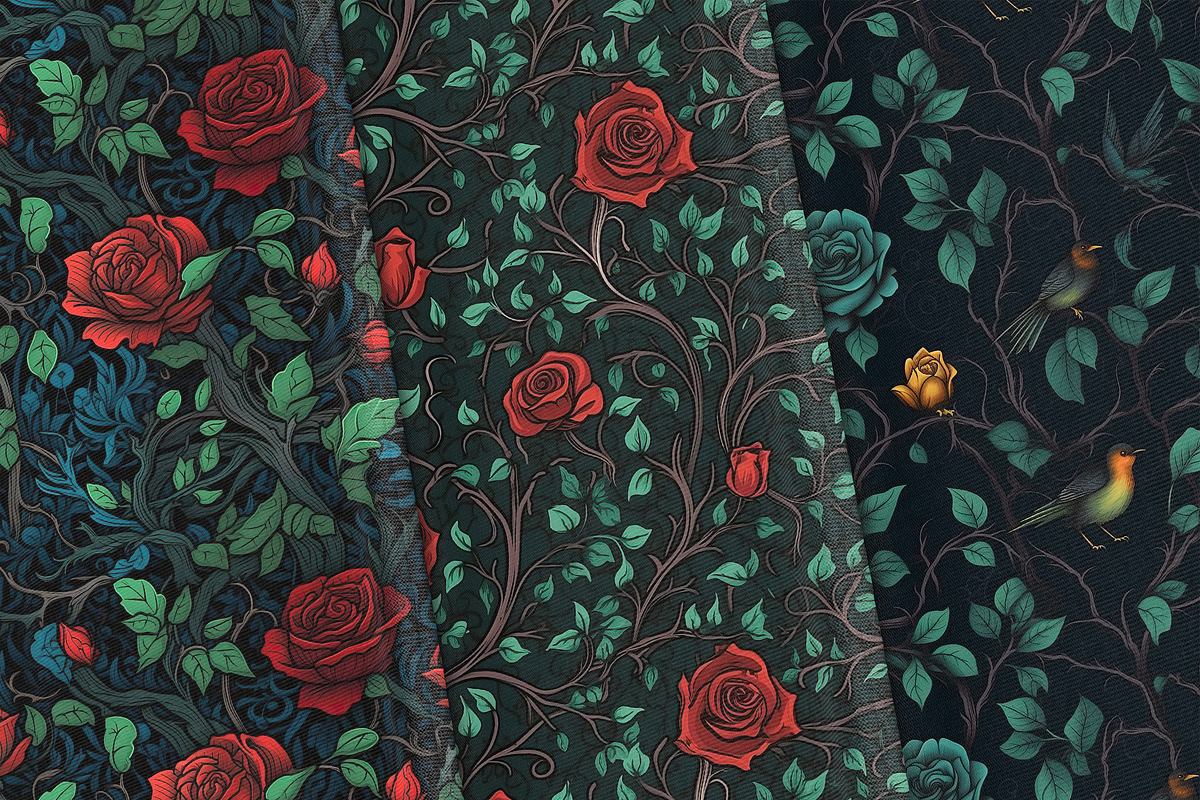 Gothic Roses Seamless Patterns, a Pattern Graphic by Curve Design (Photo 6 of 7)