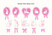 Coquette Bunnies hand drawn vectors, an Animal Illustration by yabluko_draws (Thumbnail 2 of 6)