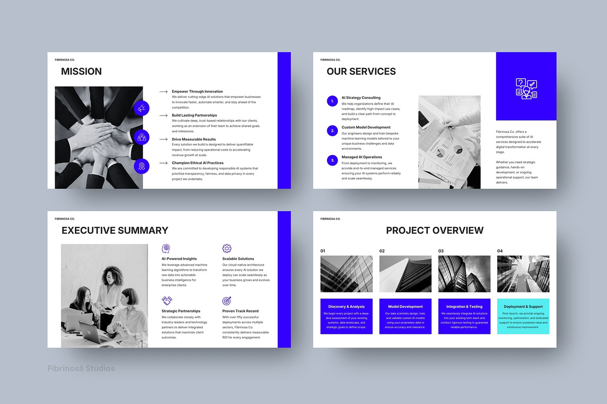 Corporate AI Company Pitch Deck, a Presentation Template by FIBRINOSÄ (Photo 4 of 7)