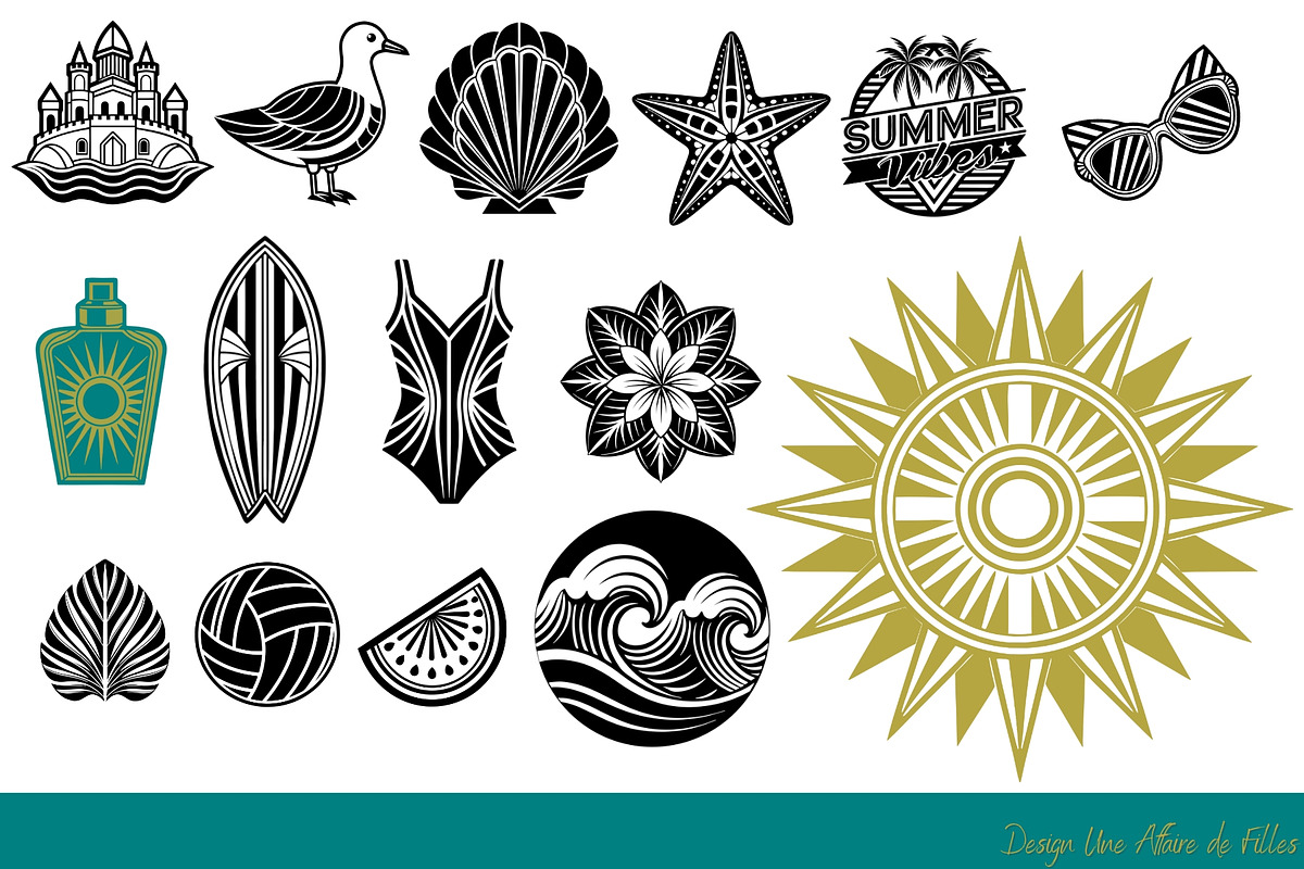 SUMMER VIBES Art Déco 41 VECTORS, a Seasonal Illustration by Une Affaire de Filles (Photo 3 of 4)