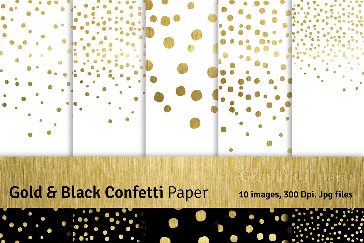 Gold & Black Confetti: Png+Jpg, a Texture Graphic by Chus Moreno Studio (Photo 1 of 2)
