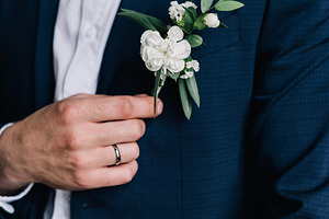 Wedding boutonniere of the groom
