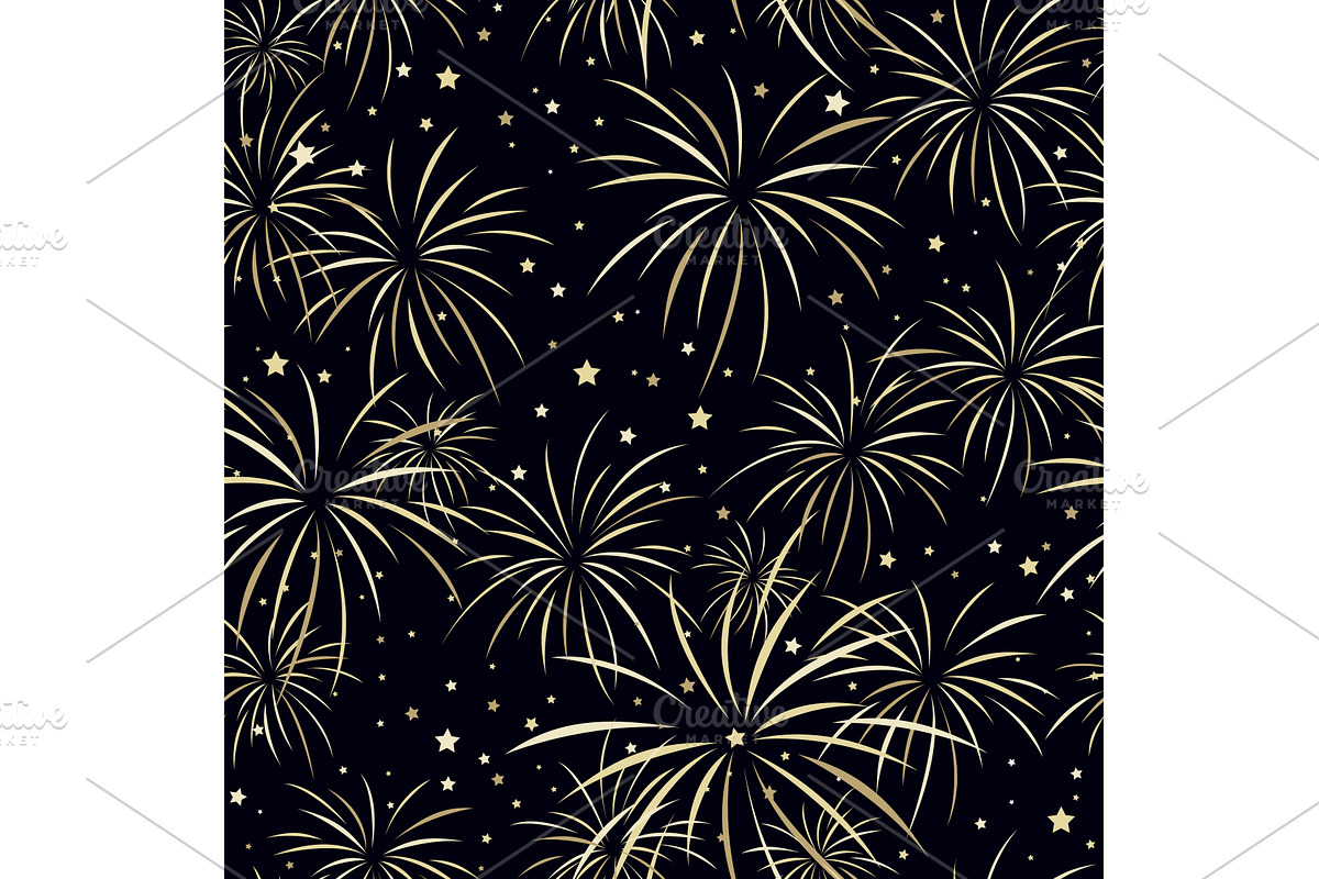 Fireworks explosion seamless pattern, an Object Illustration by Toltemara