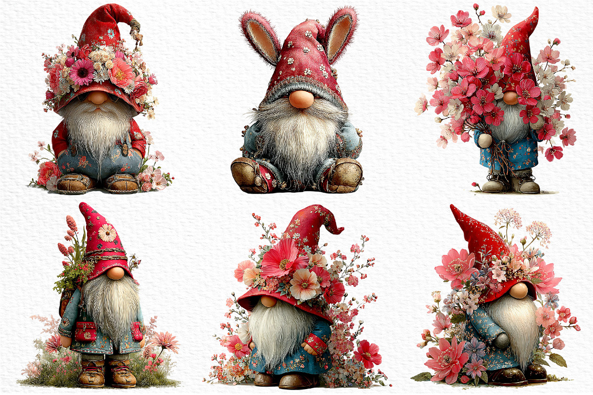 Whimsical Easter Gnome Clipart, an Illustration by Craft Nest (Photo 4 of 10)