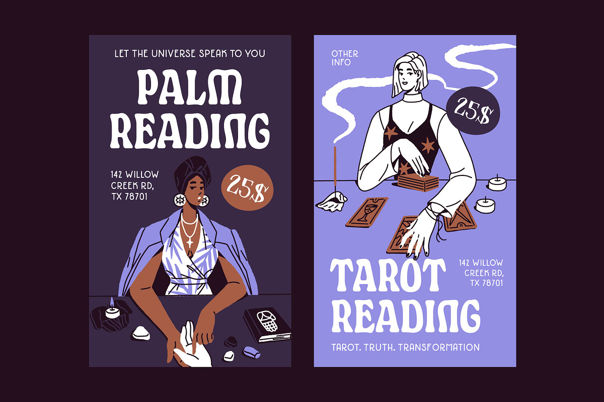 Women fortune tellers set + posters, a Person Illustration by PaperTrident (Photo 14 of 16)