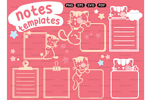 SVG Cat Blank Notes Template