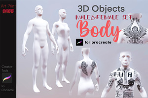 3D Object Male Female Body Stamp Set