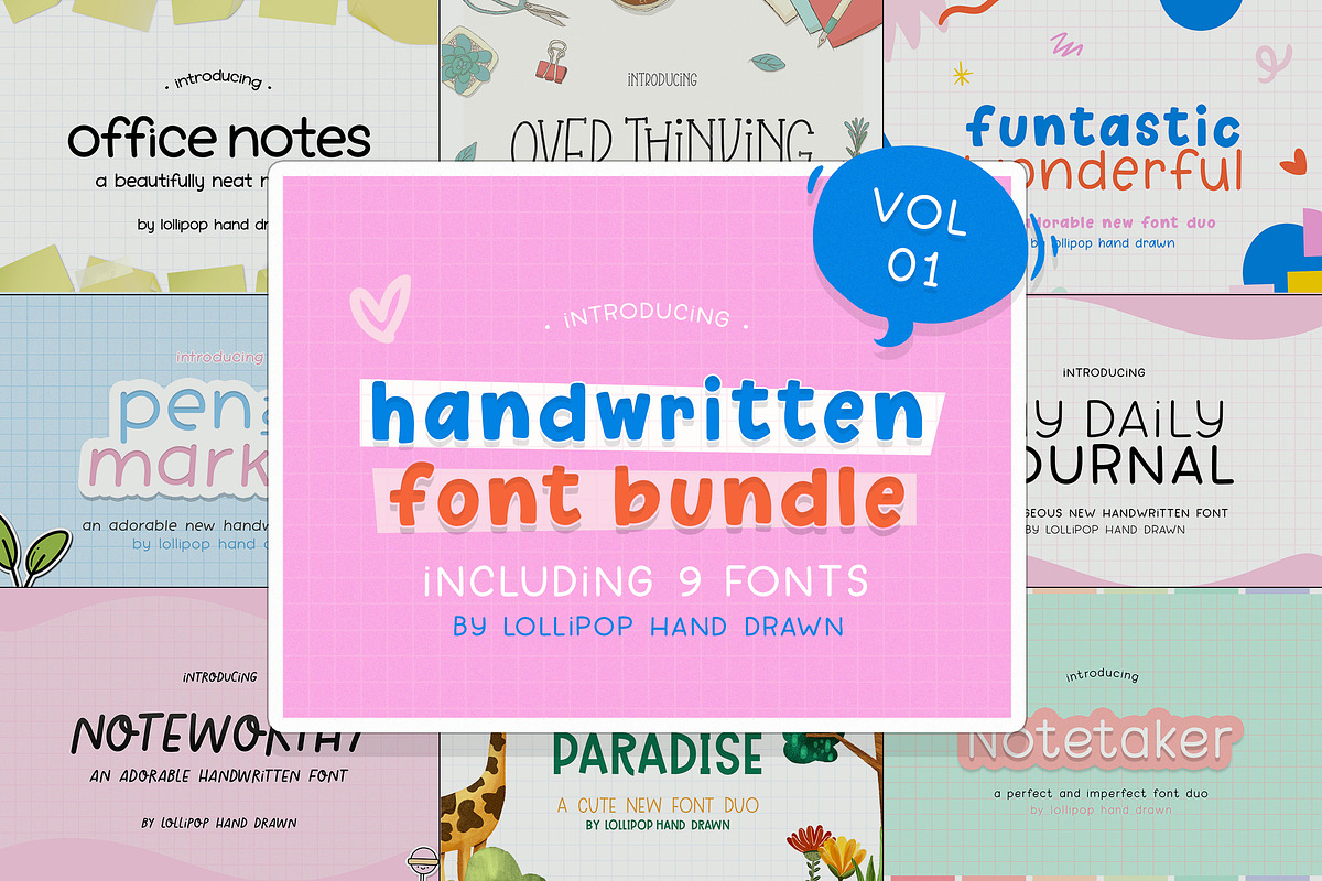 Handwritten Font Bundle (Vol 01), a Font by Lollipop Hand Drawn (Photo 1 of 11)