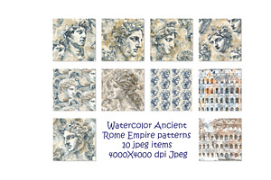 Ancient Rome empire watercolor color, a Decorative Illustration by SketchArtStudio