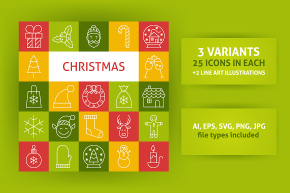 Christmas Line Art Icons