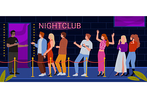 Queue of waiting people guests at, a Person Illustration by Flashvector