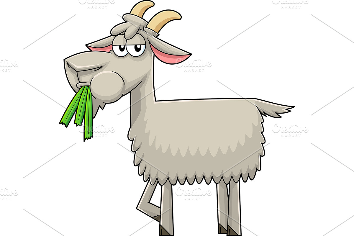 Funny Goat Cartoon Character, an Illustration by HitToon