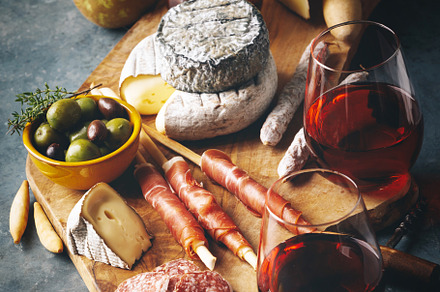 Red wine with charcuterie assortment featuring appetizer, assortment, and, a Food & Drink Photo by Natalia Klenova's Shop