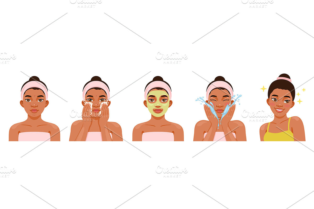 Skin pore cleaning, cartoon woman, an Illustration by Buch&Bee (Photo 1 of 3)