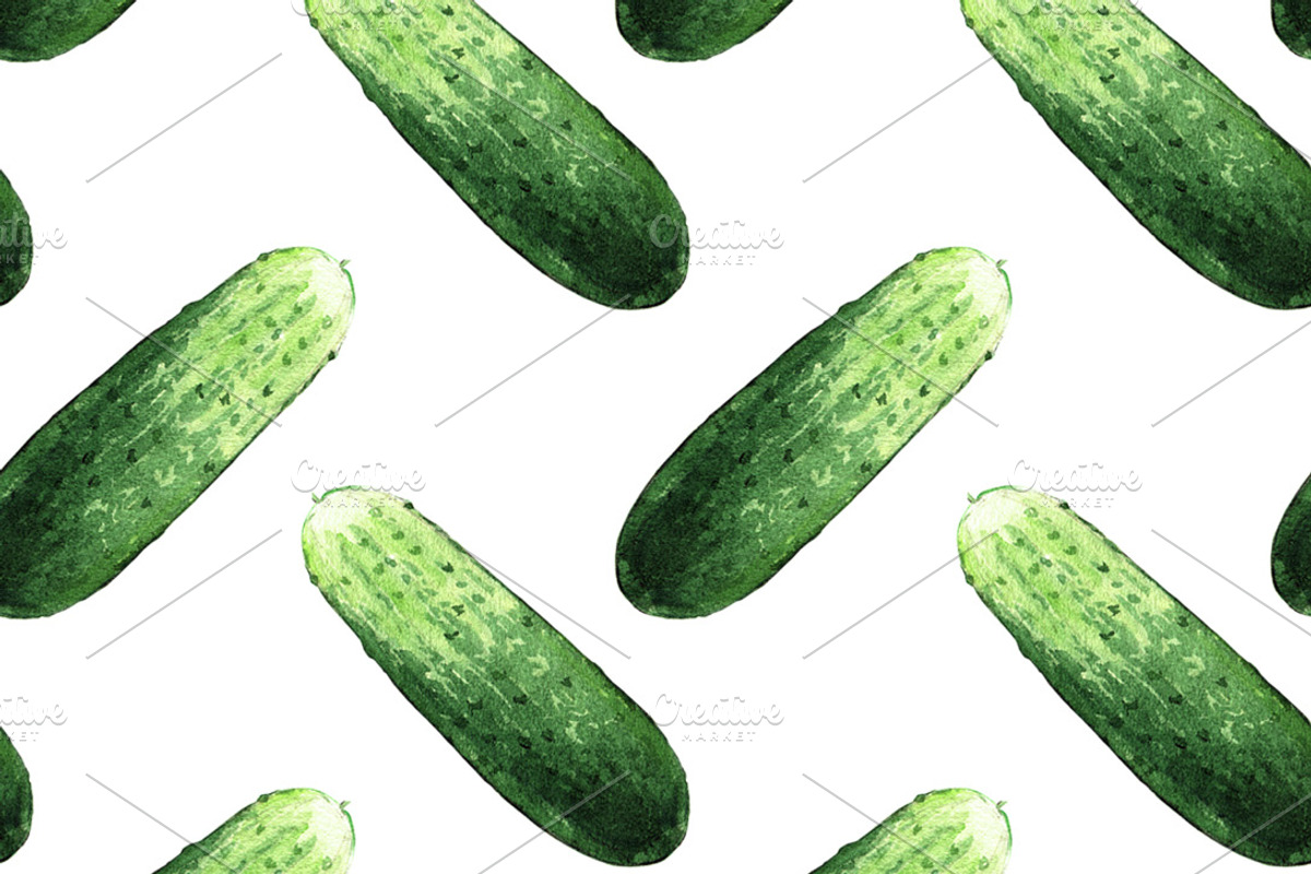 Cucumber watercolor illustrations, a Food Illustration by wedraw (Photo 3 of 4)