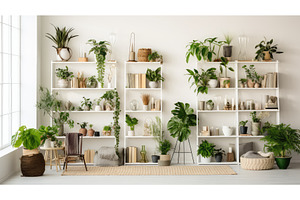 plants white studio wall ai, a Background Photo by pikepicture