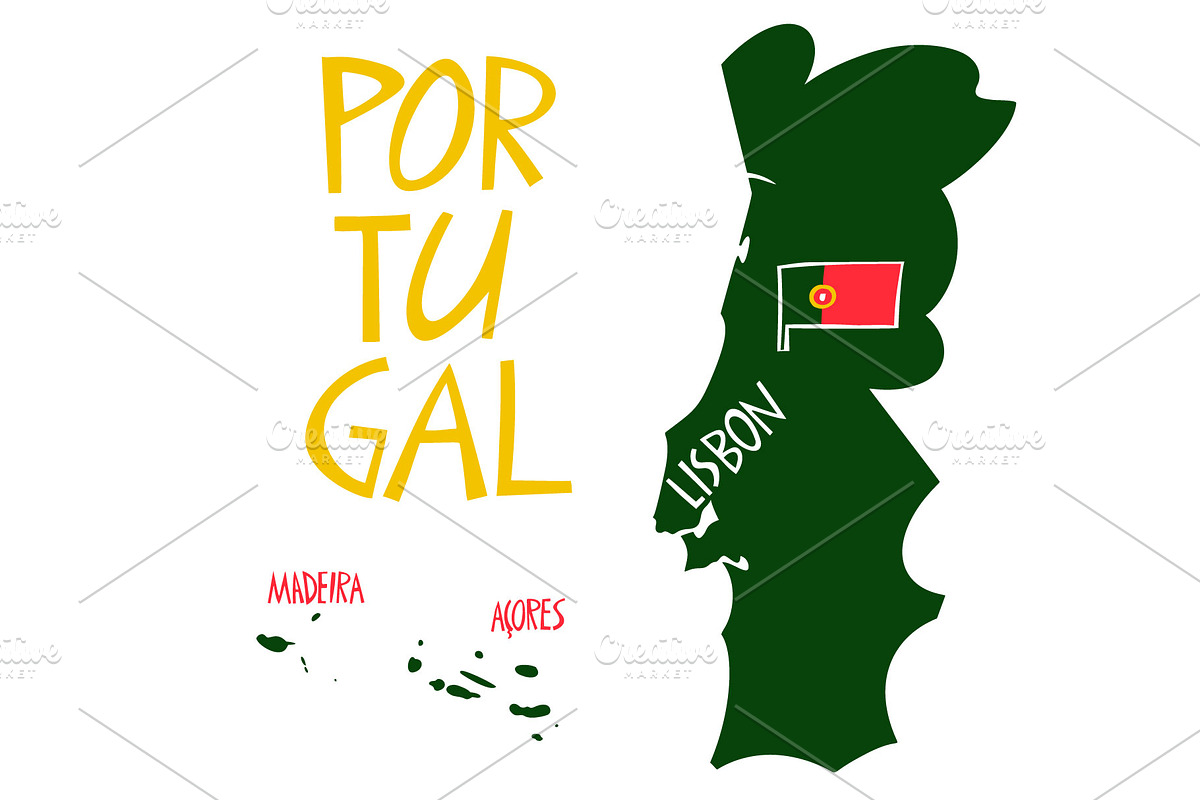 Portugal. Hand Drawn Maps With Names, an Education Illustration by Lubov Illustrations Shop (Photo 2 of 7)