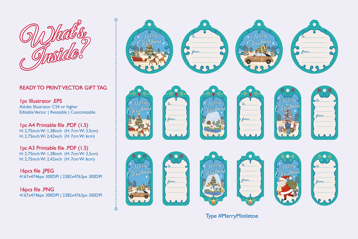 Christmas Gift Tag - Merry Mistletoe, a Card Template by diary.bari (Photo 3 of 8)
