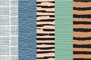 Stripes And Waves Seamless Patterns