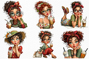 Whimsical Summer Coffee Girl Clipart, an Illustration by Craft Nest (Thumbnail 4 of 12)