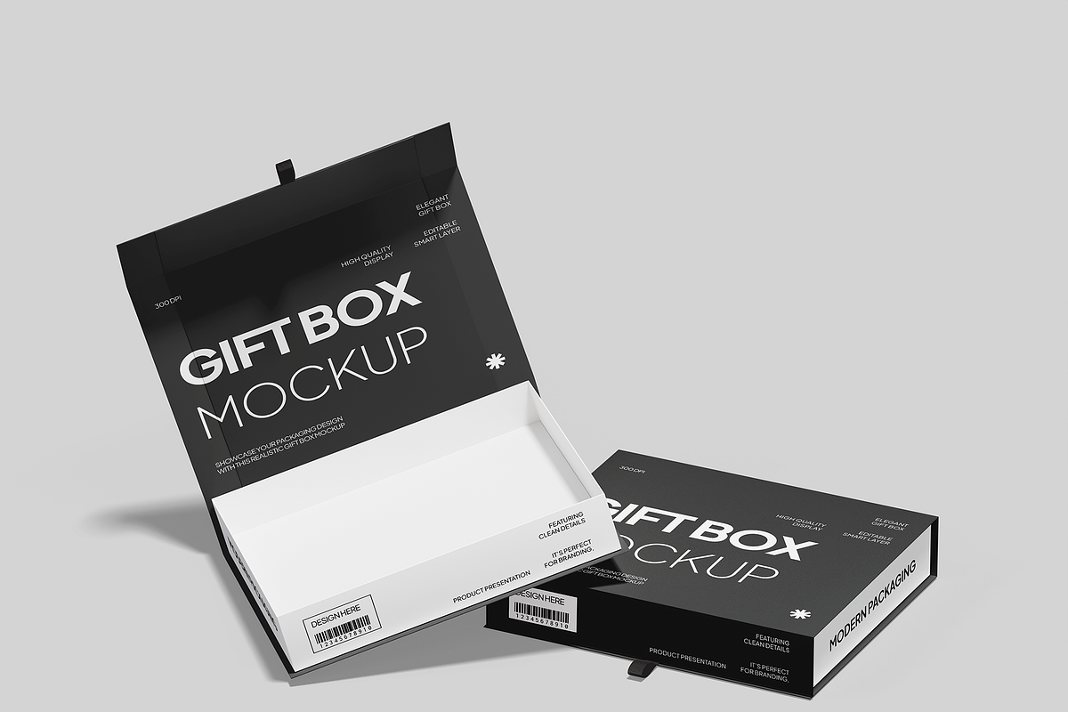 Gift Box Mockup, a Packaging Mockup by Bartama Graphic (Photo 2 of 4)