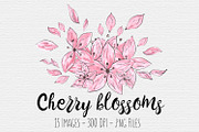 Cherry Blossom Watercolor Clipart, an Illustration by TigerlilyDesignCo (Thumbnail 1 of 2)