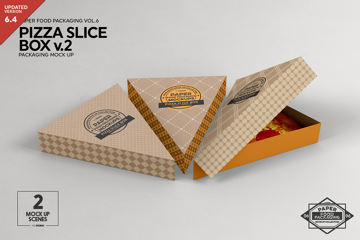Pizza Slice Box v.2 Packaging Mockup, a Packaging Mockup by INCDesign (Photo 1 of 8)