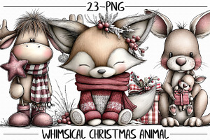 Whimsical Christmas Animal Clipart, an Illustration by Libby Wishes