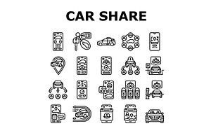 car share service transport icons, a Transportation Illustration by pikepicture