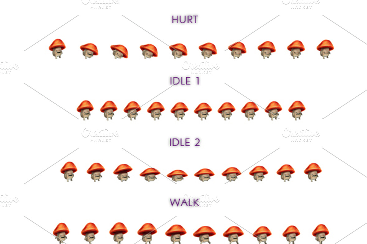 Crazy Mushroom - Character Sprite, an Object Graphic by LudicArts (Photo 3 of 3)