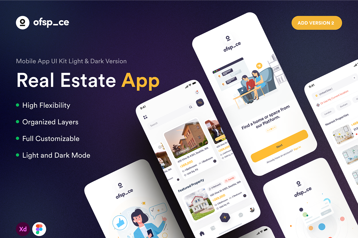 Minimo | Real Estate App UI Kit, an App Template by Ofspace Digital Agency (Photo 1 of 7)