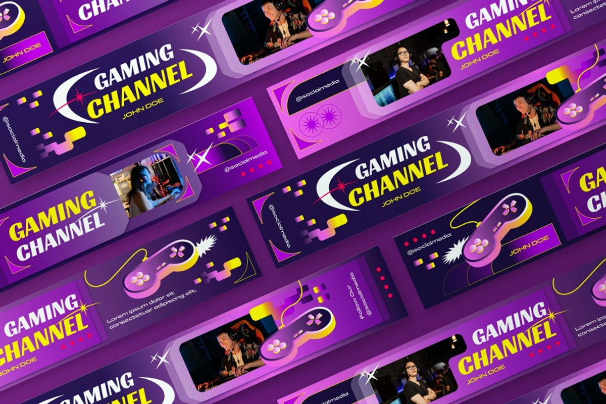 Purple Y2K Gaming YouTube Cover, a Social Media Template by graphicook (Photo 3 of 3)
