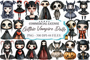 Whimsical Gothic Vampire Dolls Clipa, an Illustration by designcity5 (Thumbnail 1 of 5)