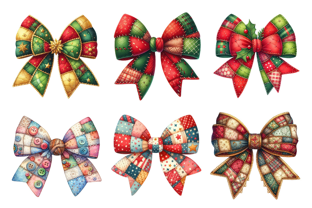 Christmas Patchwork Bow, an Illustration by Design Market (Photo 2 of 5)
