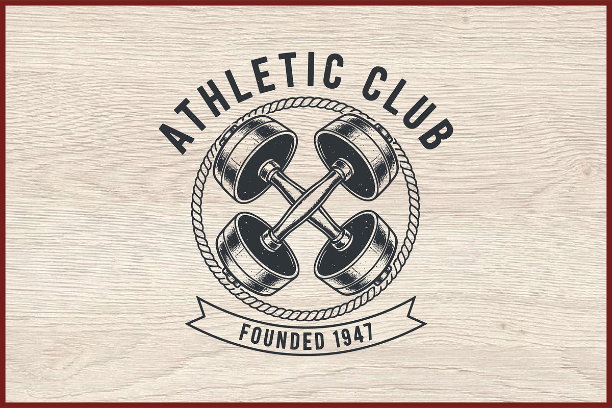 10 Vintage Gym Fitness Logo Badge, a Healthcare Illustration by Artivon (Photo 7 of 11)