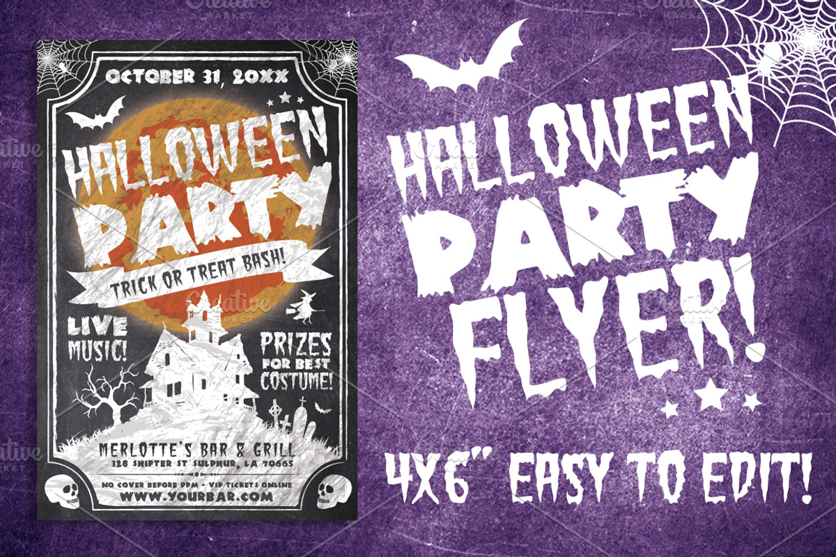 Chalk Halloween Flyer, a Flyer Template by SkyvaraSupply (Photo 1 of 3)