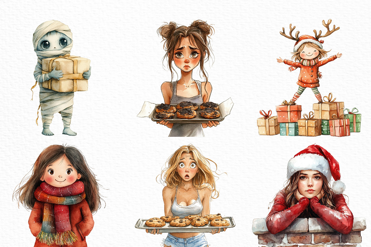 Christmas Funny Skinny Girl Clipart, an Illustration by Craft Nest (Photo 5 of 6)