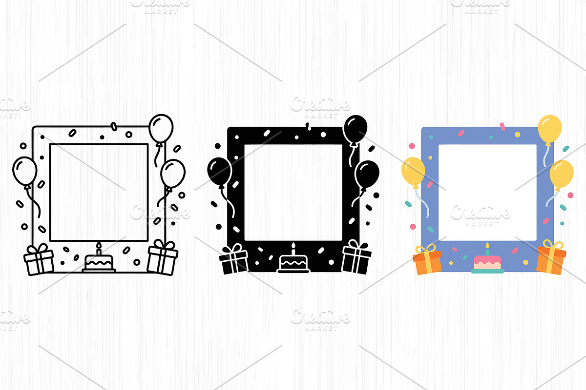 Birthday Frame Vector Trio Pack, an Object Graphic by Artonix (Photo 2 of 3)