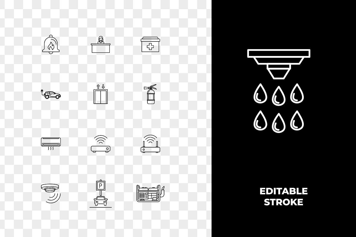 Building Amenities Outline Icons, an Outline Icon by Unique Design Team (Photo 3 of 3)