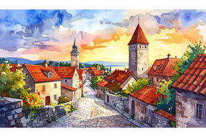 Colorful old town street evoking, a Nature Photo by Igor Tichonow