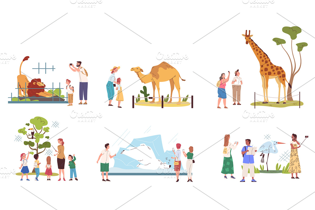 People in zoo. Family looking on, an Animal Illustration by Stock-Smart-Start