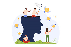 Collecting Creative Flying Ideas, an Education Illustration by Flashvector