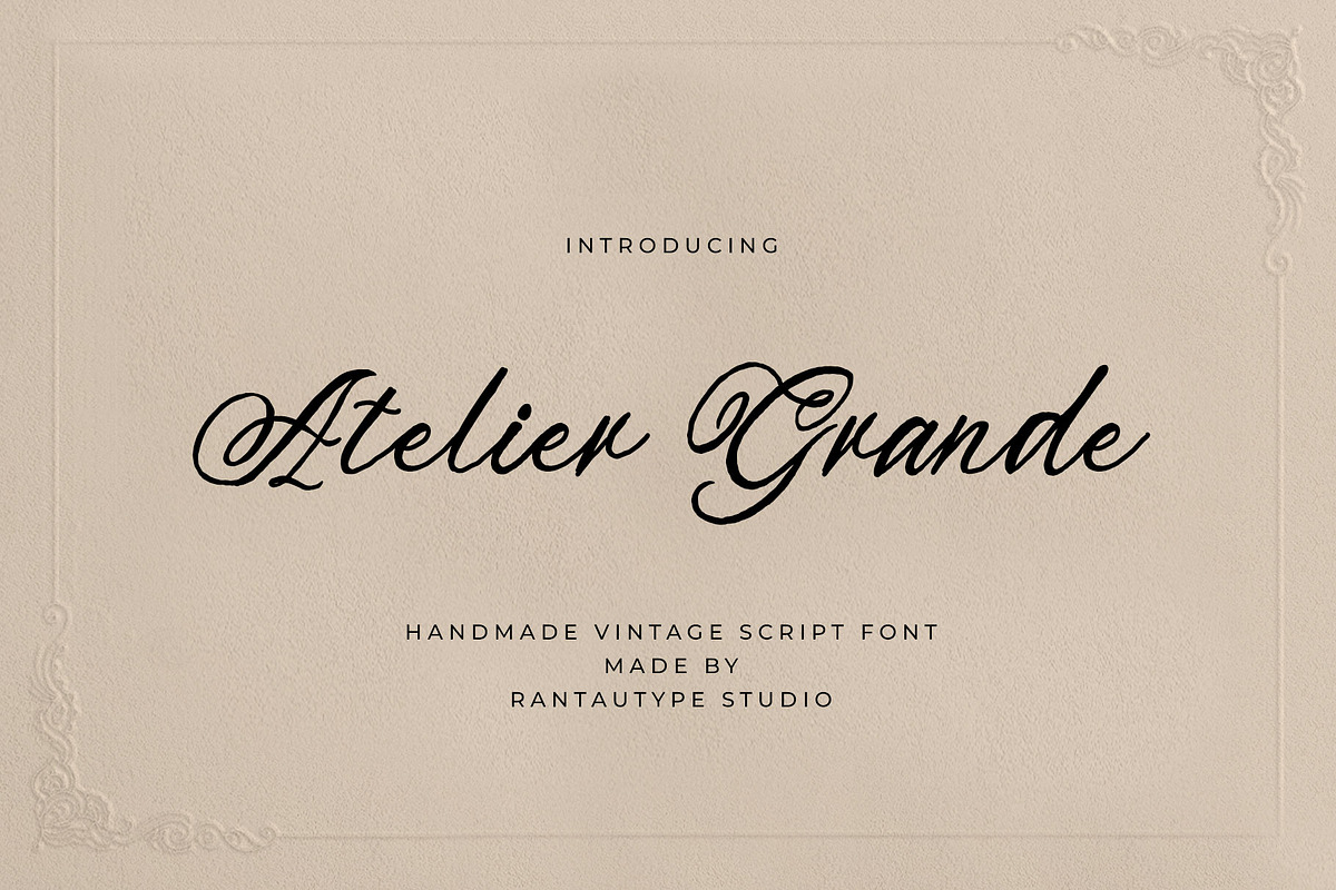 Atelier Grande Vintage Script Font, a Handwritten Font by RantautypeStudio (Photo 1 of 17)