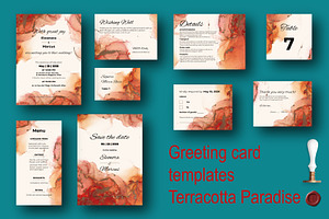 Terracotta Paradise Greeting Card, an Invitation Template by Digital illustration shop