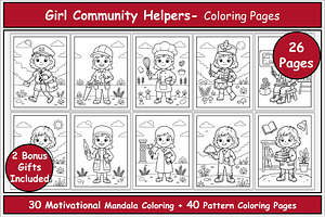 Girl Community Helpers Coloring Book, a Person Illustration by Lamia Emad